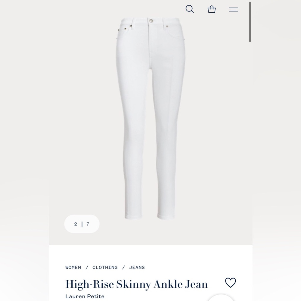Ralph Lauren High Rise Skinny Ankle Jean - White